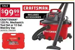 Ace Hardware CRAFTSMAN 135 Pc. Mechanic's Tool Set or 12 Gal. Wet/Dry Vac offer