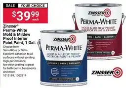 Ace Hardware Zinsser Perma-White Mold & Mildew Proof Interior Paint Paint, 1 Gal offer