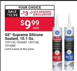 Ace Hardware GE Supreme Silicone Sealant 10.1 Oz offer