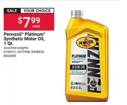 Ace Hardware Pennzoil Platinum Synthetic Motor Oil, 1 Qt offer