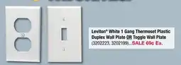 Ace Hardware Leviton White 1 Gang Thermoset Plastic Duplex Wall Plate OR Toggle Wall Plate offer