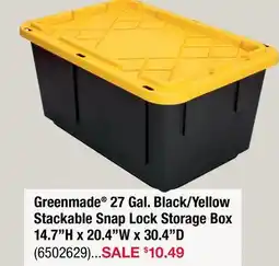 Ace Hardware Greenmade 27 Gal. Black/Yellow Stackable Snap Lock Storage Box 14.7H x 20.4W x 30.4D offer
