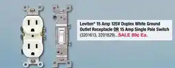 Ace Hardware Leviton 15 Amp 125V Duplex White Ground Outlet Receptacle OR 15 Amp Single Pole Switch offer
