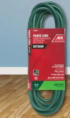 Ace Hardware Ace 15' Green Outdoor Power Cord-Light Duty offer