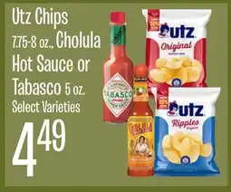 Jewel-Osco Utz Chips 7.75-8 oz., Cholula Hot Sauce or Tabasco 5 oz offer