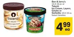 Albertsons Ben & jerry's talenti ice cream, layers, gelato or sorbetto offer
