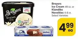 Albertsons Breyers ice cream or klondike novelties offer