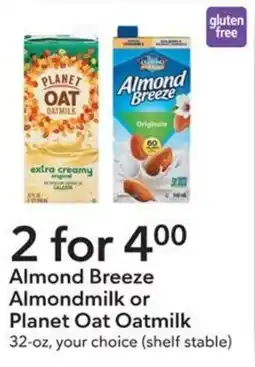 Publix Almond Breeze Almondmilk or Planet Oat Oatmilk offer