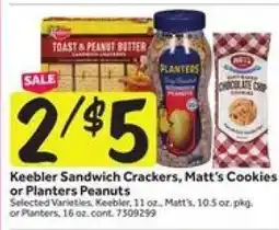 Stop&Shop Keebler Sandwich Crackers, Matt's Cookies or Planters Peanuts offer
