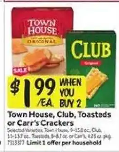 Stop&Shop Town House, Club, Toasteds or Carr’s Crackers offer