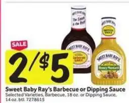 Stop&Shop Sweet Baby Ray's Barbecue or Dipping Sauce offer