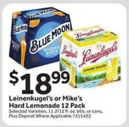 Stop&Shop Leinenkugel's or Mike's Hard Lemonade 12 Pack offer