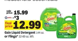 Meijer Gain Liquid Detergent or Flings offer