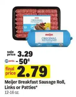 Meijer Meijer Breakfast Sausage Roll, Links or Patties offer