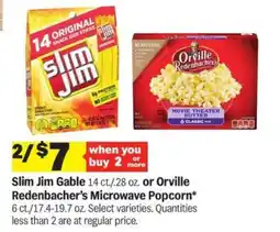 Meijer Slim Jim Gable or Orville Redenbacher's Microwave Popcorn offer