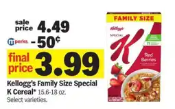 Meijer Kellogg’s Family Size Special K Cereal offer