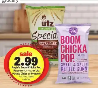 Meijer Angie's Boom Chicka Pop Popcorn or Utz Potato Chips or Pretzels offer