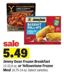Meijer Jimmy Dean Frozen Breakfast or Yellowstone Frozen Meal offer