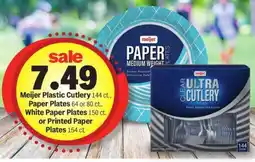 Meijer Meijer Plastic Cutlery, Paper Plates, White Paper Plates or Printed Paper Plates offer
