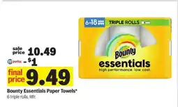 Meijer Bounty Essentials Paper Towels offer