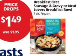 Aldi Breakfast Best Sausage & Gravy or Meat Lovers Breakfast Bowl offer