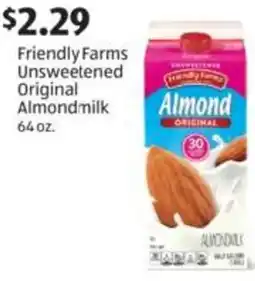 Aldi Friendly Farms Unsweetened Original Almond milk offer