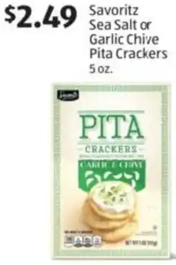 Aldi Savoritz Sea Salt or Garlic Chive Pita Crackers offer