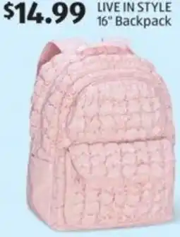 Aldi Live in style 16" Backpack offer