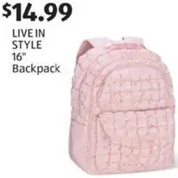 Aldi LIVE IN STYLE 16" Backpack offer