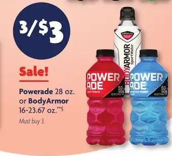 Family Dollar Powerade 28 oz. or BodyArmor 16-23.67 oz offer
