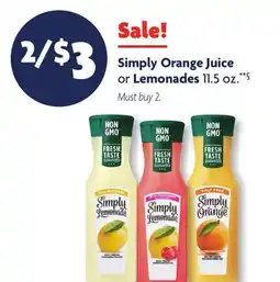 Family Dollar Simply Orange Juice or Lemonades offer
