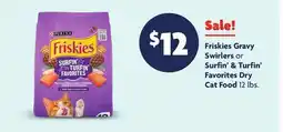 Family Dollar Friskies Gravy Swirlers or Surfin' & Turfin' Favorites Dry Cat Food offer
