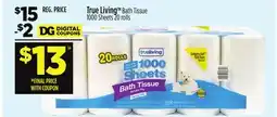 Dollar General True Living Bath Tissue offer