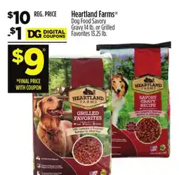 Dollar General Heartland Farms Dog Food Savory Gravy or Grilled Favorites offer