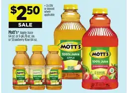 Dollar General Mott's Apple Juice 64 oz. or 6 pk./8 oz. ea. or Strawberry Kiwi 64 oz offer