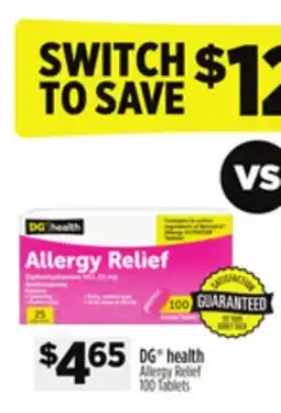 Dollar General DG health Allergy Relief offer