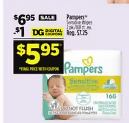 Dollar General Pampers Sensitive Wipes offer