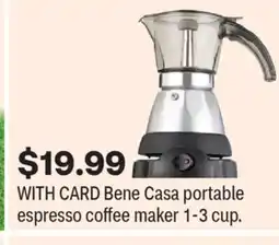 CVS Bene Casa portable espresso coffee maker 1-3 cup offer
