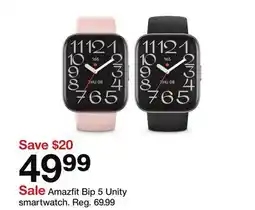 Target Amazfit Bip 5 Unity smartwatch offer