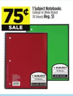Dollar General 1 Subject Notebooks College or Wide Ruled 70 Sheets offer