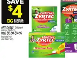 Dollar General ANY Zyrtec Children's Allergy Products offer