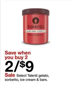 Target Select Talenti gelato, sorbetto, ice cream & bars offer