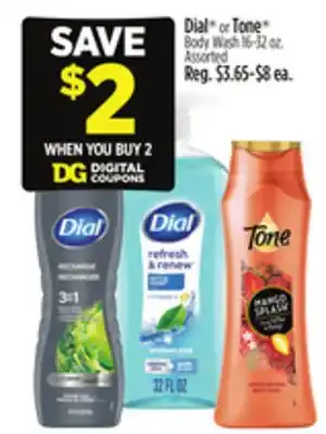 Dollar General Dial or Tone Body Wash offer