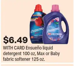 CVS Ensueño liquid detergent 100 oz, Max or Baby fabric softener 125 oz offer