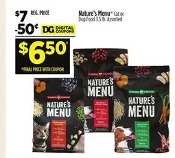 Dollar General Nature's Menu Cat or Dog Food offer