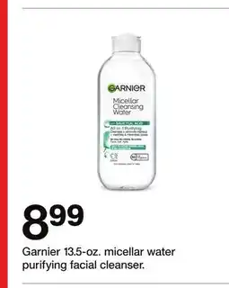 Target Garnier 13.5-oz. micellar water purifying facial cleanser offer