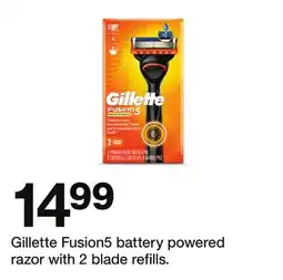 Target Gillette Fusion5 battery powered razor with 2 blade refills offer