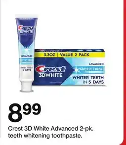 Target Crest 3D White Advanced 2-pk. teeth whitening toothpaste offer