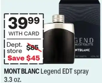 CVS MONT BLANC Legend EDT spray 3.3 oz offer