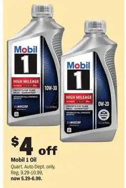 Meijer Mobil 1 Oil offer